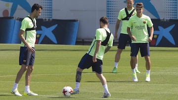 26/05/17 ENTRENAMIENTO DEL BARCELONA 
 SERGIO BUSQUETS
 MESSI