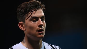 Juventus&#039; Argentine forward Paulo Dybala reacts during the Italian Serie A football match Sassuolo vs Juventus on May 12, 2021 at the Mapei-Citta del Tricolore stadium in Reggio Emilia. (Photo by Marco BERTORELLO / AFP)