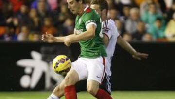 Guillermo, durante el partido en Mestalla.