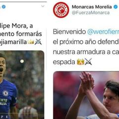 Morelia anuncia en Twitter fichaje de Felipe Mora y Carlos Fierro, pero borra mensaje