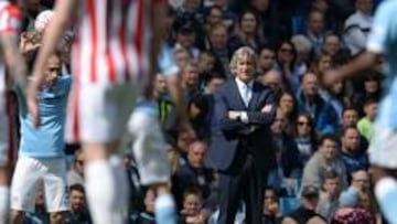 Pellegrini, en el partido ante el Stoke City.