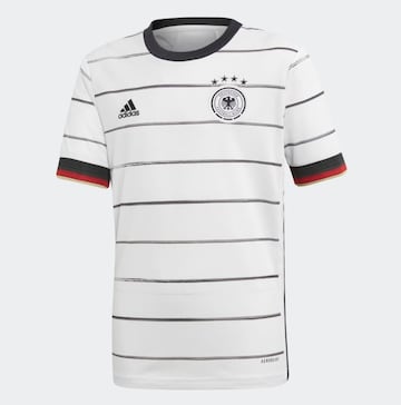 The new Germany shirt, which features horizontal stripes.