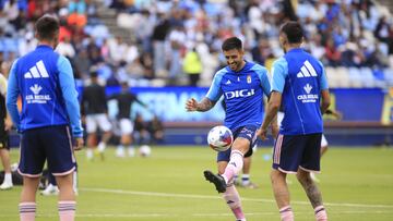 AME5116. PACHUCA (MÉXICO), 23/07/2023.- Jugadores de Real Oviedo participan de un entrenamiento antes de un amistoso contra Pachuca, hoy en el estadio Hidalgo de la ciudad de Pachuca, Hidalgo (México). EFE/David Martínez Pelcastre