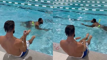 Se hace viral la clase de natación de Michael Phelps a jugador de la NFL