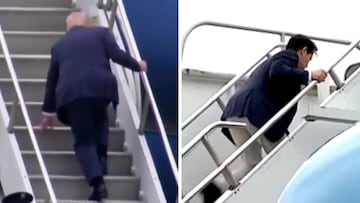 Trump and Rubio caught stumbling while boarding Air Force One