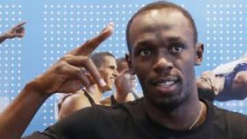 <b>ÚLTIMA CARRERA. </b>Bolt, en la rueda de prensa de ayer.