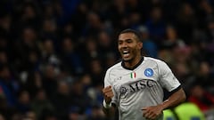 Napoli's Brazilian defender #05 Juan Jesus celebrates after scoring a goal during the Serie A football match between Inter Milan and Napoli at San Siro stadium in Milan, on March 17, 2024. (Photo by Isabella BONOTTO / AFP)