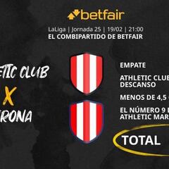 Athletic Club de Bilbao vs. Girona FC: Combipartido de Betfair a cuota 48.0