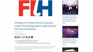 Los Mundiales 2018 y 2022 de Hockey se ampliarán a 16 equipos.