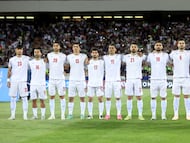 FILE PHOTO: Soccer Football - World Cup - Asian Qualifiers - Group A - Iran v North Korea - Azadi Stadium, Tehran, Iran - June 10, 2025 Iran players line up before the match Majid Asgaripour/WANA (West Asia News Agency) via REUTERS ATTENTION EDITORS - THIS IMAGE HAS BEEN SUPPLIED BY A THIRD PARTY./File Photo
