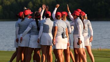 The United States are well in control at Robert Trent Jones Golf Club but need more points than Europe do to lift the trophy.