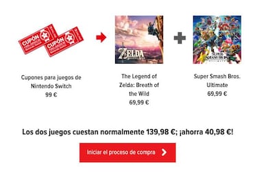 Anunciados los cupones digitales de Nintendo Switch: 2 juegos por 99 euros