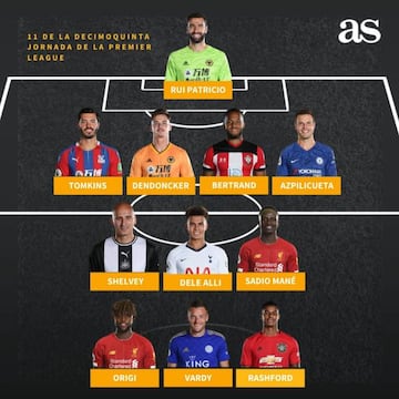 Este es el once de la jornada 15 en la Premier League.