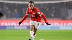 EINDHOVEN, THE NETHERLANDS - JANUARY 13: Sergino Dest of PSV makes a pass during the Dutch Eredivisie match between PSV and Excelsior at Philips Stadion on January 13, 2024 in Eindhoven, The Netherlands. (Photo by Broer van den Boom/BSR Agency/Getty Images)