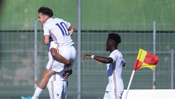    Sekou Mara celebrates his goal 1-0 of France during the game Francia U20 vs Mexico U20 , Corresponding to semifinals of the XLVIII (Festival International Espoirs-Turnoi Maurice Revello), at Stade Marcel Roustan, Salon-de-Provence, on June 09, 2022.
<br><br>
Sekou Mara celebra su gol 1-0 de FGrancia durante el partido Francia U20 vs Mexico U20 , Correspondiente a semifinales del XVLIII Torneo Esperanzas de Toulon Francia 2022 (Festival International Espoirs-Turnoi Maurice Revello), en Stade Marcel Roustan, Salon-de-Provence, el 09 de Junio de 2022.