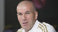 El entrenador del Real Madrid, Zinedine Zidane, en la rueda de prensa previa al partido de la 19&ordf; jornada de LaLiga Santander contra el Getafe.