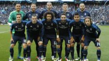 Formaci&oacute;n del Real Madrid en el Etihad.