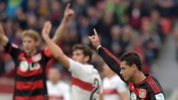 Javier Hern&aacute;ndez celebra el empate parcial de 3-3 ante el Stuttgart