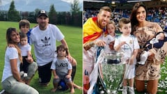 Im&aacute;genes de Lionel Messi y de Sergio Ramos con sus parejas, Antonella Roccuzzo y Pilar Rubio, y sus tres respectivos hijos.