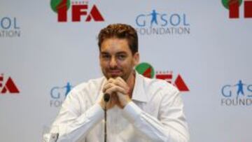 Pau Gasol, durante la rueda de prensa en la que ha presentado el acuerdo con el Grupo IFA.