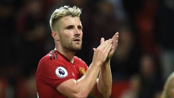 Luke Shaw, durante un partido contra el Leicester City.