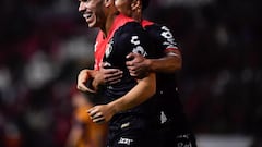  Carlos Robles celebrates his goal 2-1 of Atlas during the 15th round match between Atlas and Atletico San Luis as part of the Torneo Clausura 2024 Liga BBVA MX at Jalisco Stadium on April 14, 2024 in Guadalajara, Jalisco, Mexico.