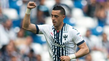 Monterrey's Rogelio Funes Mori celebrates after scoring against San Luis during the Mexican Clausura 2023 tournament football match at the BBVA Bancomer Stadium in Monterrey, Mexico, on January 21, 2023. (Photo by Julio Cesar AGUILAR / AFP)