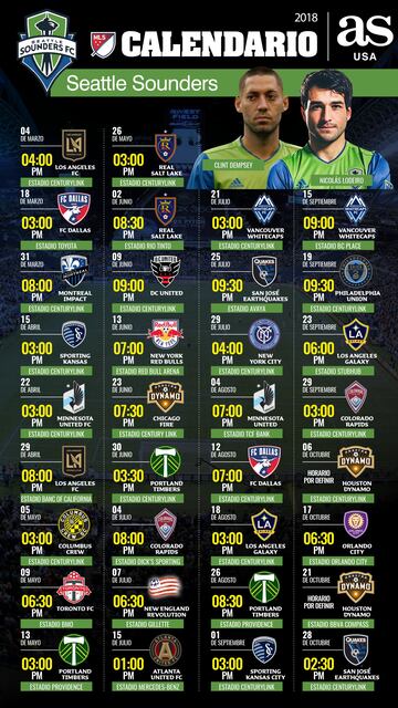 El primer partido de los Sounders ser¨¢ frente a Los Angeles FC el domingo 4 de marzo.