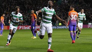 Britain Soccer Football - Celtic v Manchester City - UEFA Champions League Group Stage - Group C - Celtic Park, Glasgow, Scotland  - 28/9/16
 Celtic&#039;s Moussa Dembele celebrates scoring their third goal 
 Action Images via Reuters / Lee Smith
 Livepic