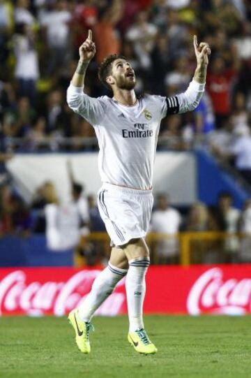 Levante-Real Madrid. 1-1. Sergio Ramos celebra el gol del empate.