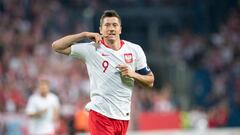 Robert Lewandowski durante el partido amistoso de Polonia ante Chile