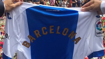 Camiseta del Leganés homenajeando a las víctimas del atentado en Barcelona.