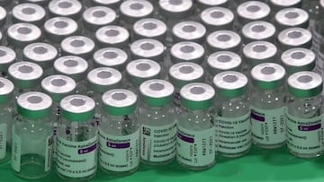 FILE PHOTO: Empty vials of Oxford/AstraZeneca's COVID-19 vaccine are seen at a vaccination centre in Antwerp, Belgium March 18, 2021. REUTERS/Yves Herman/File Photo