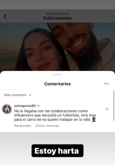 La novia de Borja Iglesias responde a los insultos de un periodista: “Eres repugnante”
