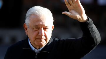 Mexican President Andres Manuel Lopez Obrador waves after casting his vote on the recall referendum on his presidency in Mexico City, Mexico April 10, 2022. REUTERS/Gustavo Graf