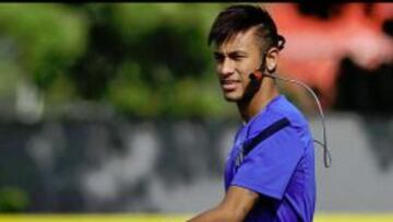 Neymar, en el entrenamiento de este sábado.