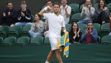Tennis - Wimbledon - All England Lawn Tennis and Croquet Club, London, Britain - June 28, 2021 Argentina's Diego Schwartzman during his first round match against France’s Benoit Paire REUTERS/Peter Nicholls