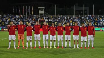 Alineaci&oacute;n de Espa&ntilde;a en el partido de clasificaci&oacute;n al Mundial 2022 disputado en Kosovo.