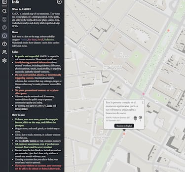 Existe un mapa interactivo de personas anónimas que comparten recuerdos de amores, rupturas y momentos que marcaron sus vidas