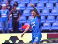 Gabriel Fernandez celebrates his goal 2-0 of Cruz Azul during the 10th round match between Cruz Azul and Atletico de San Luis as part of the Liga BBVA MX Varonil, Torneo Clausura 2026 at Cuauhtemoc Stadium, on March 07, 2026 in Puebla, Mexico.
