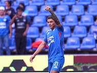 Gabriel Fernandez celebrates his goal 2-0 of Cruz Azul during the 10th round match between Cruz Azul and Atletico de San Luis as part of the Liga BBVA MX Varonil, Torneo Clausura 2026 at Cuauhtemoc Stadium, on March 07, 2026 in Puebla, Mexico.