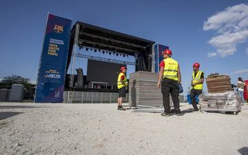 Ya están preparadas las Fan zones del Sevilla y Barça