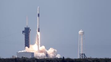 Sobre las 11.39 de la mañana del sábado, hora local (16.39 GMT), el Falcon 9 despegará desde una plataforma de la base aeroespacial y después la cápsula Dragon se despegará del cohete para dirigirse a la estación espacial. EFE/EPA/ERIK S. LESSER/Archivo