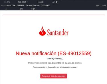 Los falsos correos del Santander para timarte: facturas y pagos pendientes inexistentes