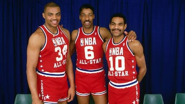 DALLAS - FEBRUARY 9: (L-R) Charles Barkley #34, Julius Erving #6, and Maurice Cheeks pose for a portrait prior to the 1986 NBA All-Star Game played February 9, 1986 at Reunion Arena in Dallas, Texas. NOTE TO USER: User expressly acknowledges that, by downloading and or using this photograph, User is consenting to the terms and conditions of the Getty Images License agreement. Mandatory Copyright Notice: Copyright 1986 NBAE (Photo by Andrew D. Bernstein/NBAE via Getty Images) BIOGRAFIA