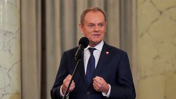 FILE PHOTO: Newly appointed Polish Prime Minister Donald Tusk speaks as he attends the cabinet swearing-in ceremony at the Presidential Palace in Warsaw, Poland December 13, 2023. REUTERS/Aleksandra Szmigiel//File Photo