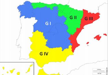 La propuesta de la RFFM: Galicia, Castilla y León, Castilla la Mancha y Madrid en el Grupo I