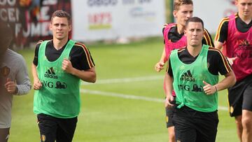 Hazard volvió a entrenarse con Bélgica; Courtois no se encontraba bien