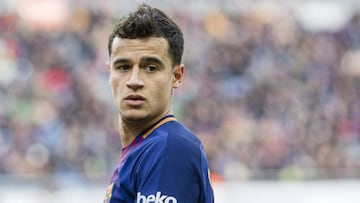 Philippe Coutinho durante el partido de Liga que disputaron el Barcelona y el Getafe en el Camp Nou 11 de febrero de 2018.