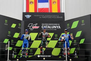 Podio MotoGp. Fabio Quartararo, Joan Mir y Álex Rins